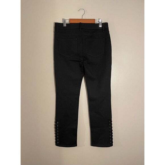 Paige Jacqueline‎ Straight Ponte Pant Black Velvet Lace Up Size 29 Stretch EUC - Picture 4 of 7